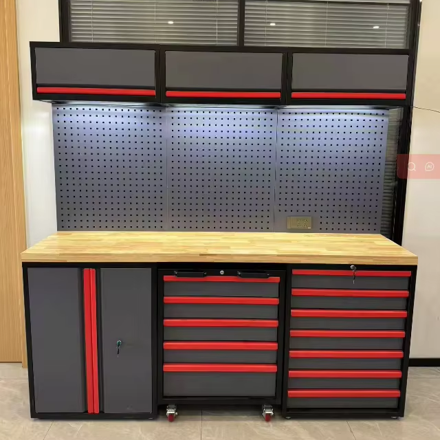 CYD Heavy Duty Garage Storage Combination Tool Cabinets Stainless Steel TopWorkshop Metal WorkBench Tool Bench Workstation