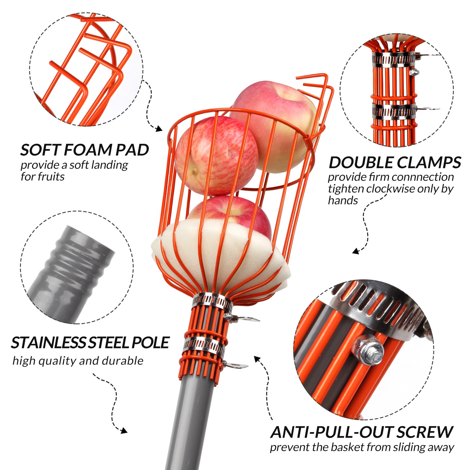 Comb Pick Lock Picking Tool Fruit Picker Head Basket Pole Saw Telescopic Cherry Picker Price Tracked Cherry Picker