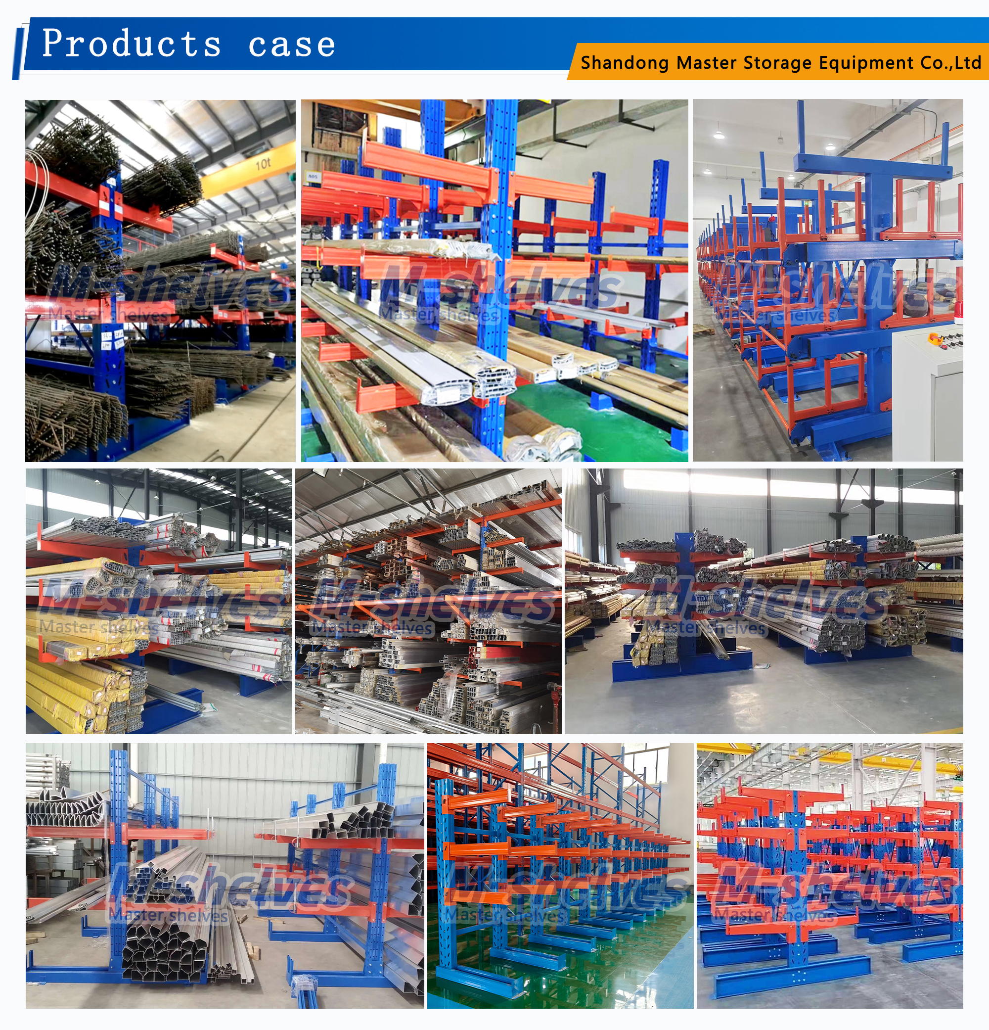 Industrial Strength Steel Cantilever Racking with Heavy Duty Stackable Shelves Anti-Rust & Powder Coated