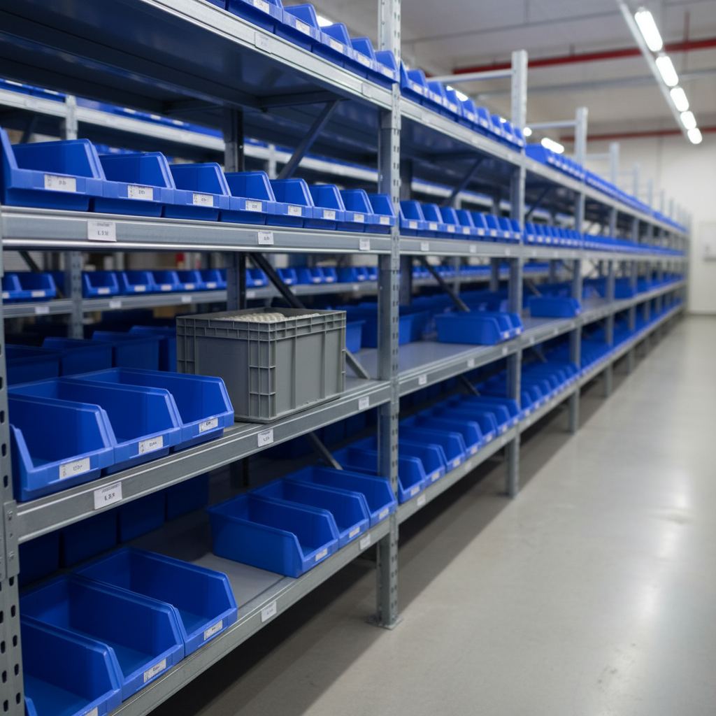 Plastic SEMI-OPEN Stacking Warehouse Bin Small Spare Parts Pick Sorting Storage Organizer Box Bin Shelving Wholesale