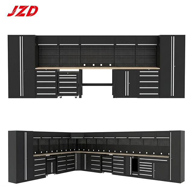 JZD New Design Heavy-Duty Garage Combination Tool Cabinets Workshop Metal Workbench With Drawers Tool Cart With Tools