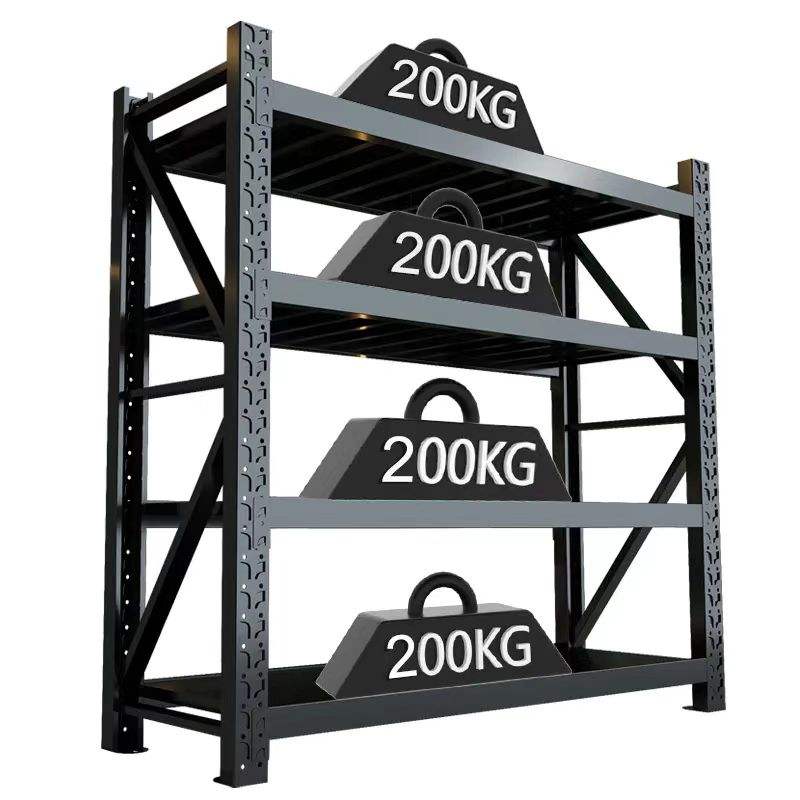 King Global 200kg/Layer Heavy Duty Adjustable Anti-Rust 4-Layer Boltless Steel Selective Warehouse Rack Corrosion Protection