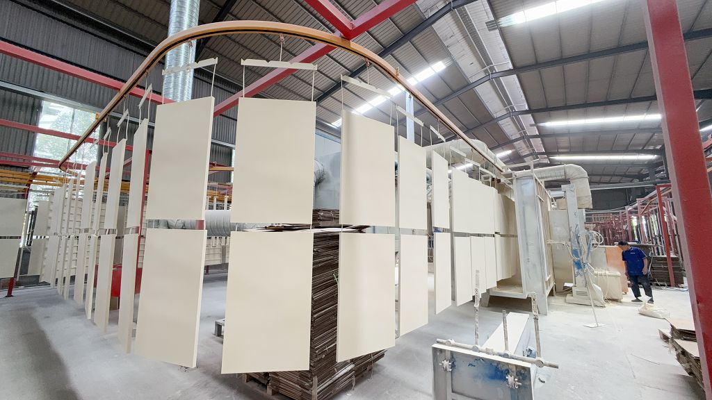 Powder coating painting process for corrosion resistant warehouse racking