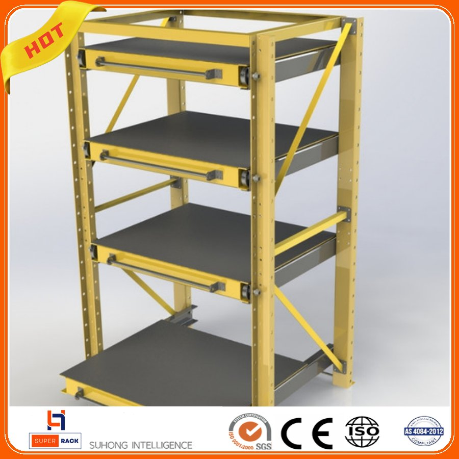 Leading Factory High Quality Industrial Pull out Warehouse Storage Shelves Metal Cold Rolled Steel Heavy Duty Tool Die Drawer Mold Rack