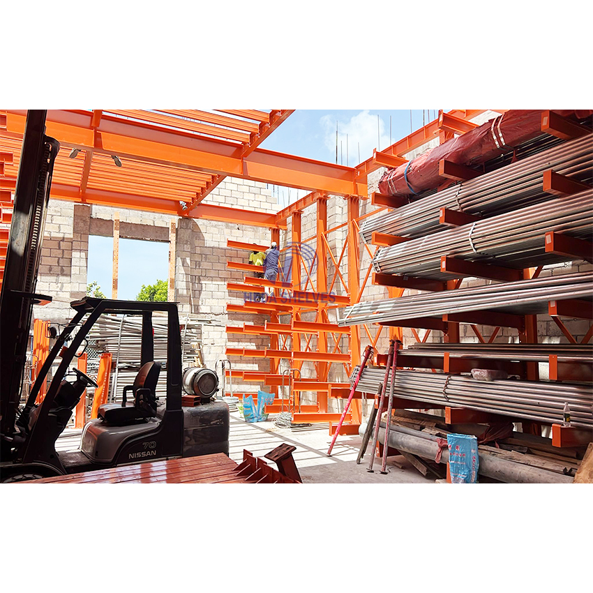 Maximum Storage Rack Heavy Duty Cantilever Racking System For Storing Long Pipes Lumber Adjustable Arms