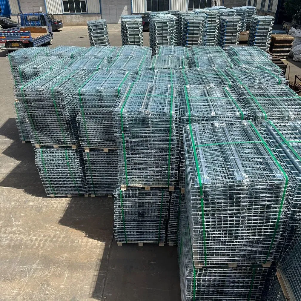 Nesrack Standard Size Flare Waterfall Welded Galvanized Steel Metal Storage Wire Mesh Decking for Pallet Racking