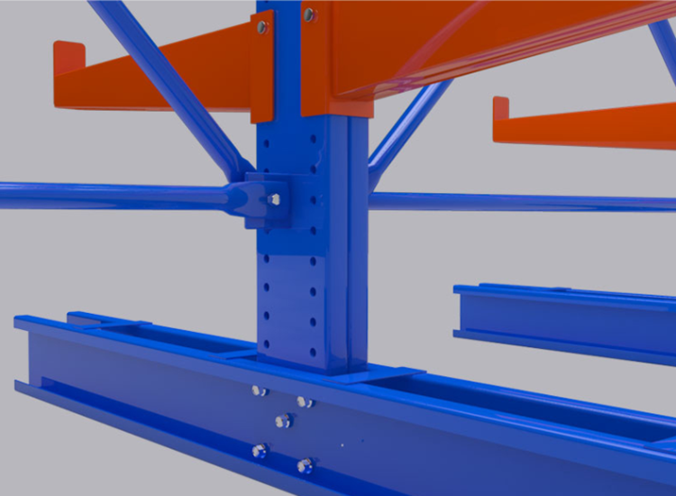 Upright column details of cantilever rack