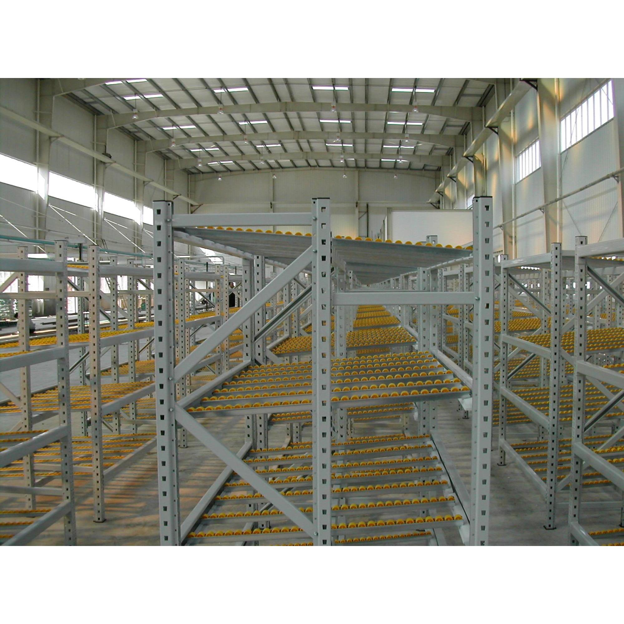 Heavy-Duty 5-Layer Flow Rack System Industrial Gravity Roller Shelving with Corrosion Protection