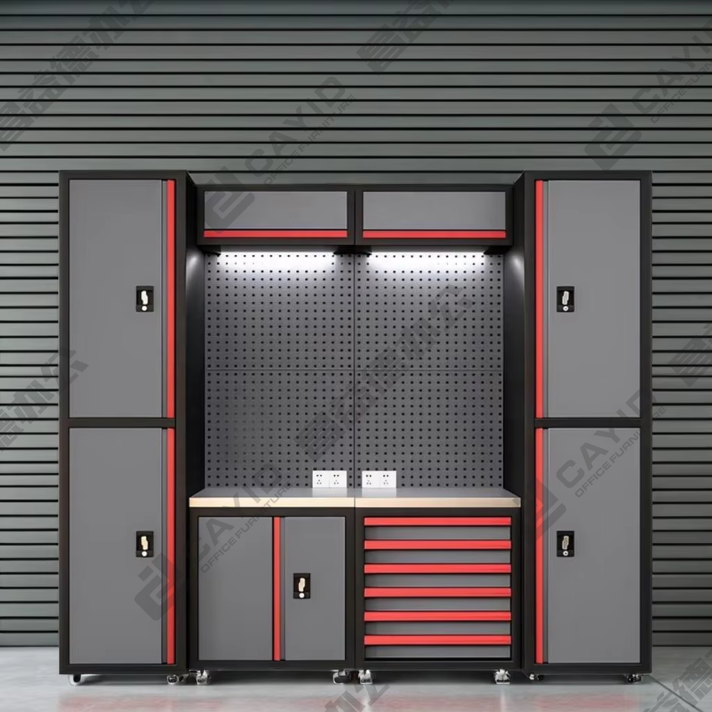 CYD Heavy Duty Garage Storage Combination Tool Cabinets Stainless Steel TopWorkshop Metal WorkBench Tool Bench Workstation