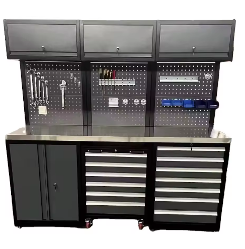 CYD New Red&amp;Black Large Steel Combination Workbench/Garage Cabinet System Professional Metal Duty Storage Furniture Workstation
