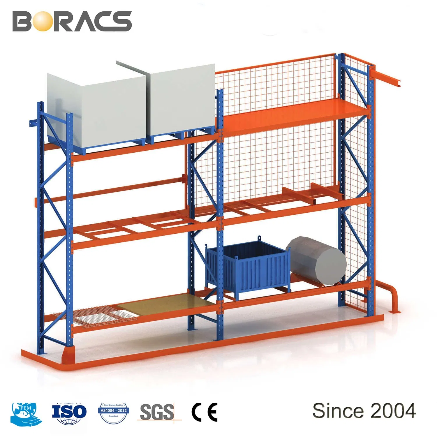 Stable High Capacity Steel Metal Storage Pallet Shelving Rack with Galvanized Steel Wire Mesh Decking