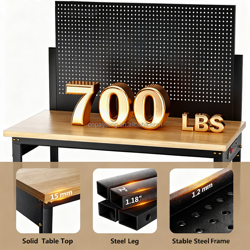 Industrial Steel Workbench with Shelves Adjustable Height Anti-Theft Features OEM Customizable Modern Design
