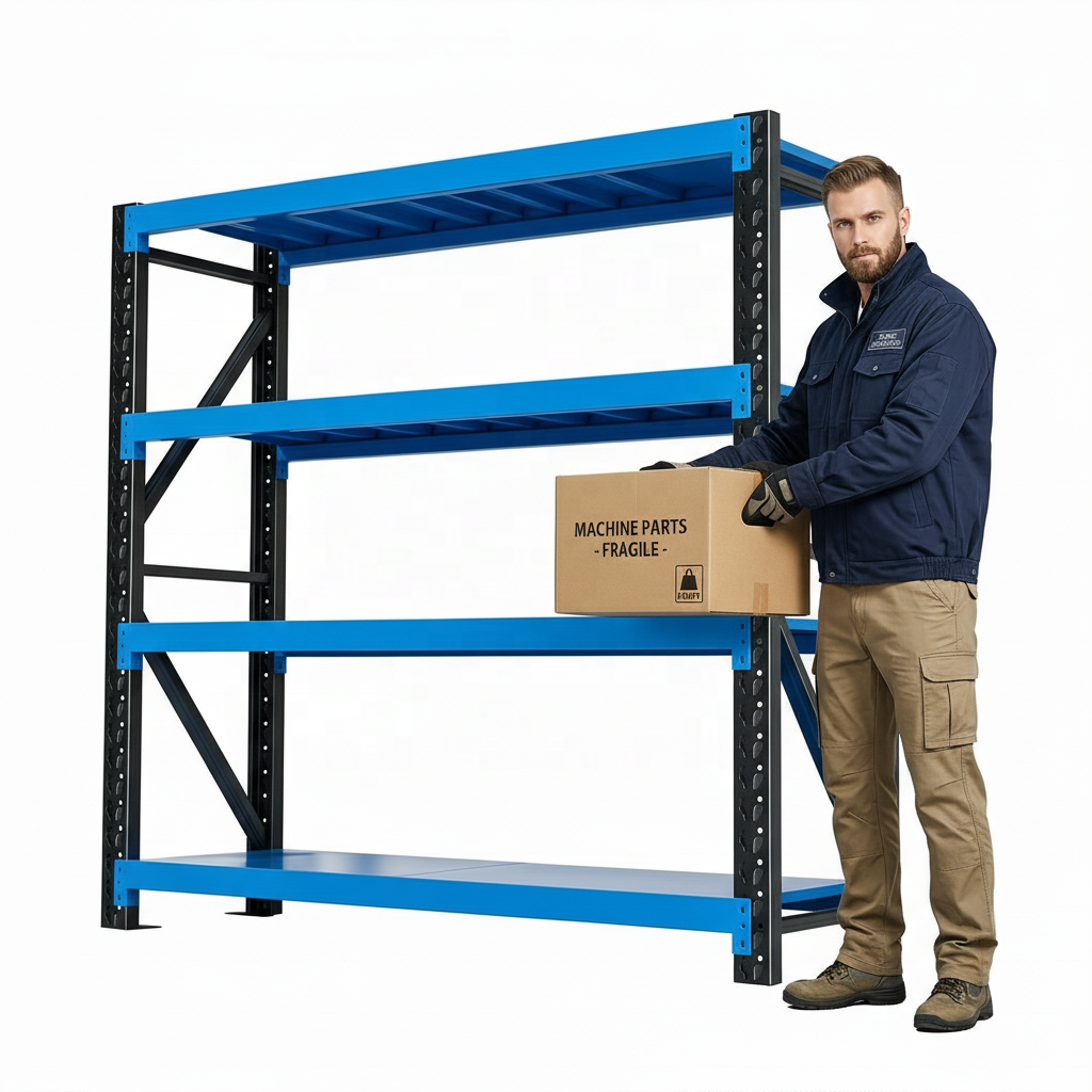 120kg/Layer Adjustable Sheving Industrial Metal Steel Boltless Storage Stacking Shelves Unit System Warehouse Racks