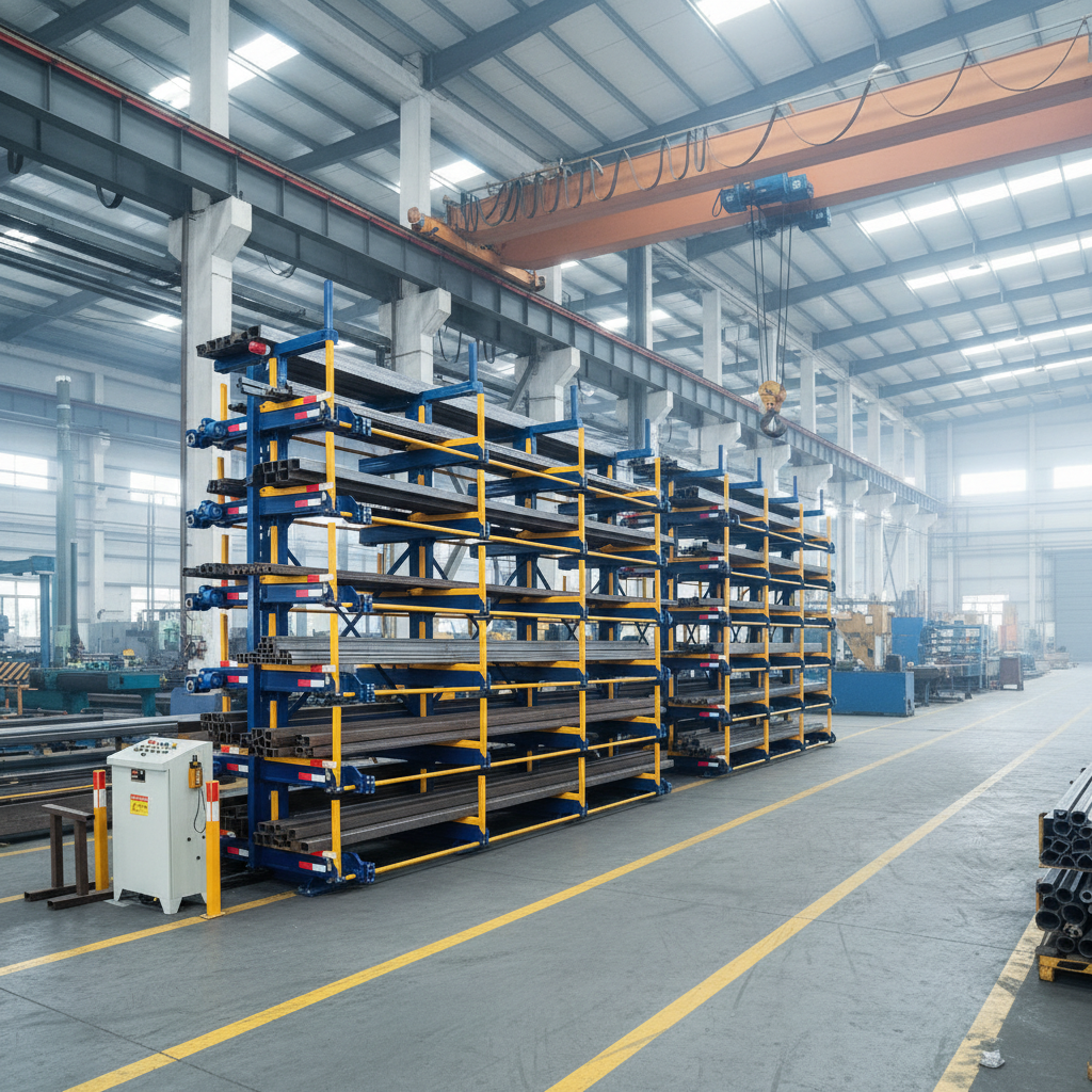 Automatic Electric Telescopic Cantilever Storage Rack Heavy Duty 5 Tons Capacity Intelligent Metal Pipe Storage System