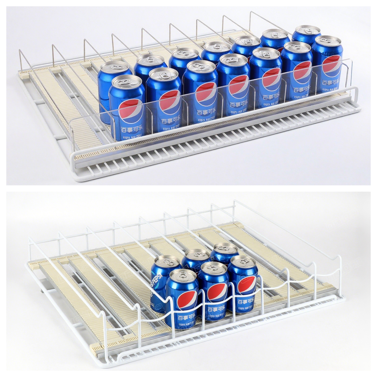 Fridge Drink Pusher Small MOQ Soda Glides Gravity Shelf Roller Cooler Shelving for Refrigerator Trays