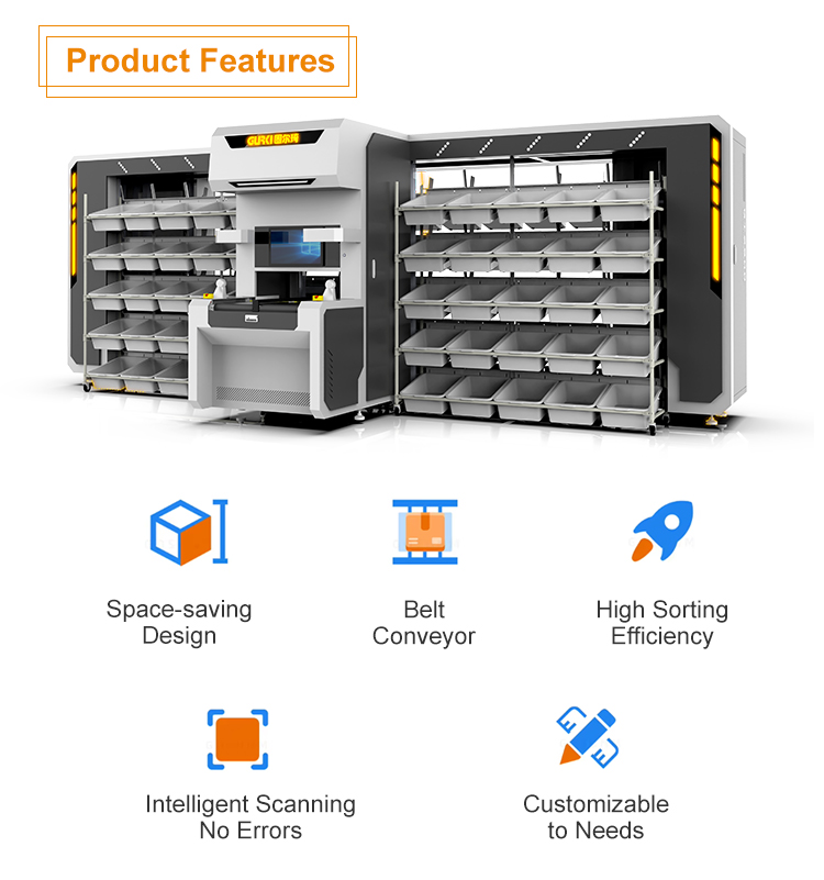 Automatic 3D Seeding Wall Sorting Putwall System E-commerce Sorting Machine 2500 PCS/H 100 Slots