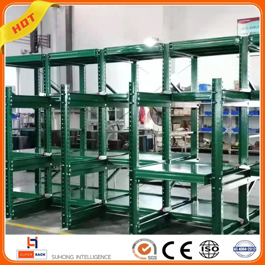 Leading Factory High Quality Industrial Pull out Warehouse Storage Shelves Metal Cold Rolled Steel Heavy Duty Tool Die Drawer Mold Rack