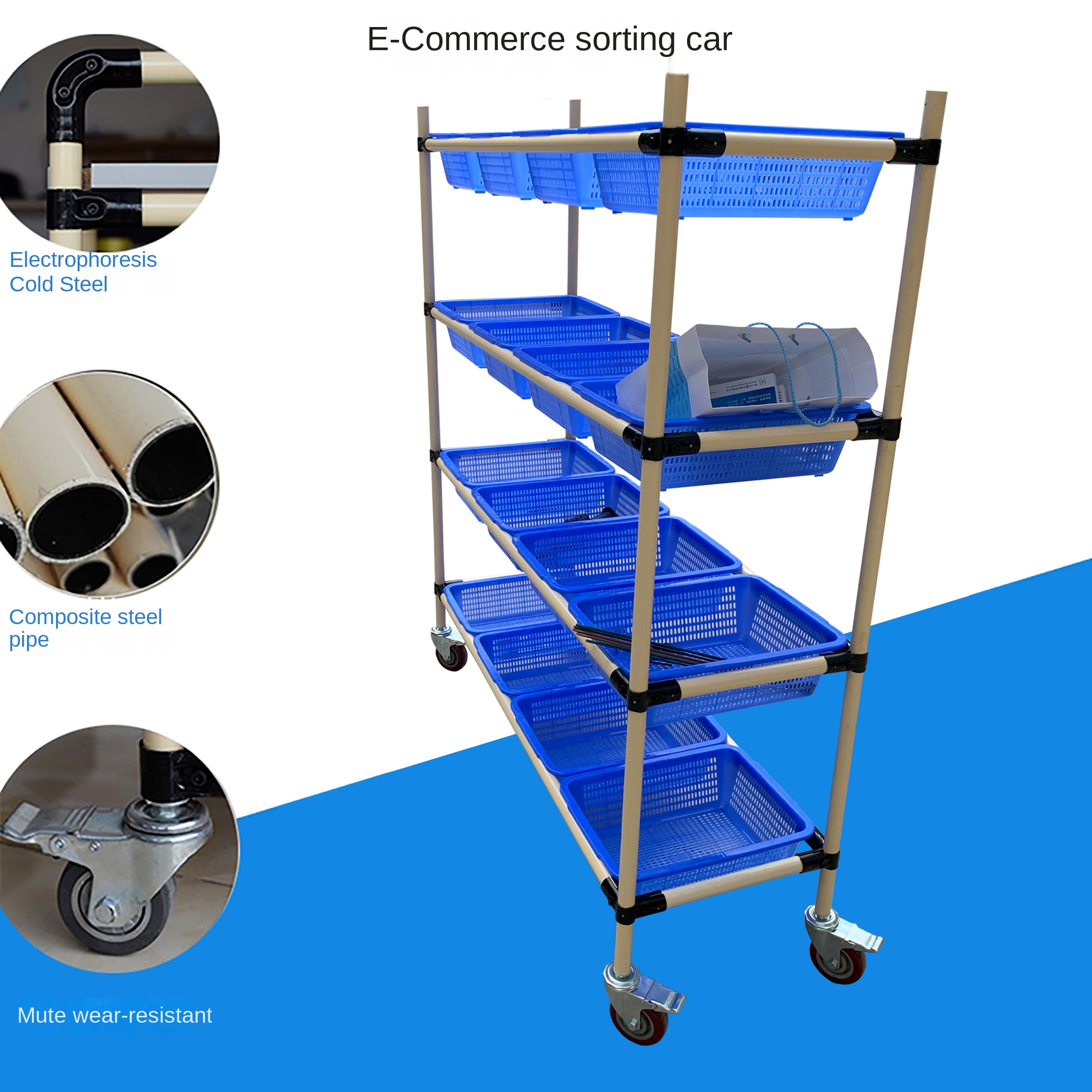Multi-Level Steel Warehouse Express Sorting Truck for E-commerce Logistics Picking and Wall Mobile Tool Vehicle