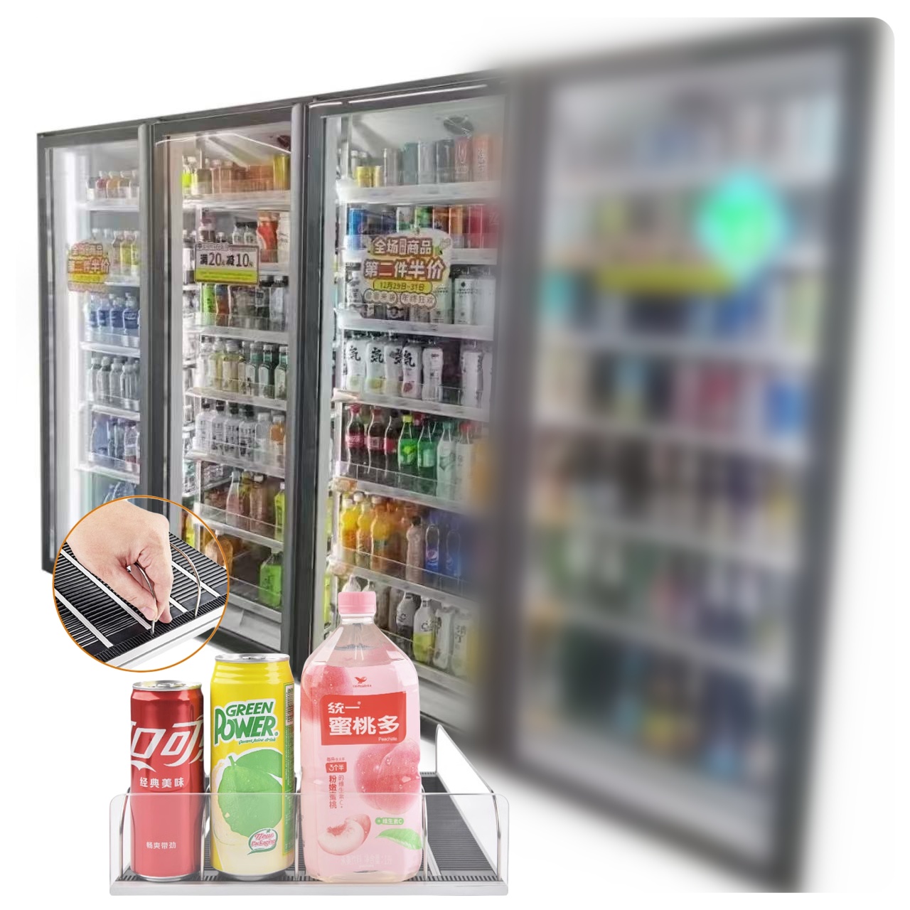 Beer Cave Rack Beverage Cooler Feed Glides Gravity Roller Shelf Heavy Duty Shelving for Cold Room Display