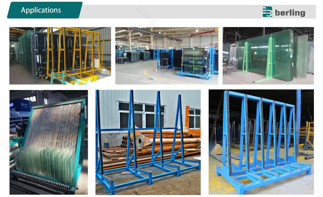 A Frame Glass Storage Rack in Warehouse