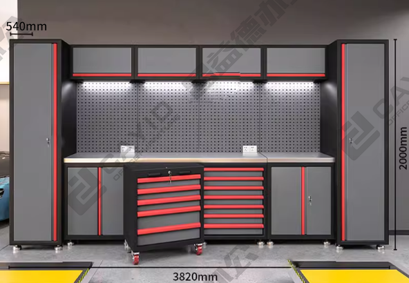 CYD Heavy Duty Garage Storage Combination Tool Cabinets Stainless Steel TopWorkshop Metal WorkBench Tool Bench Workstation