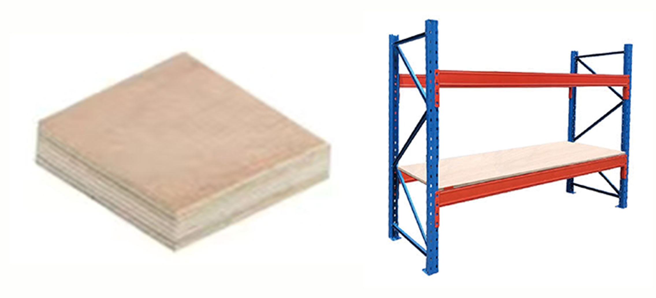 Rack with wooden shelves