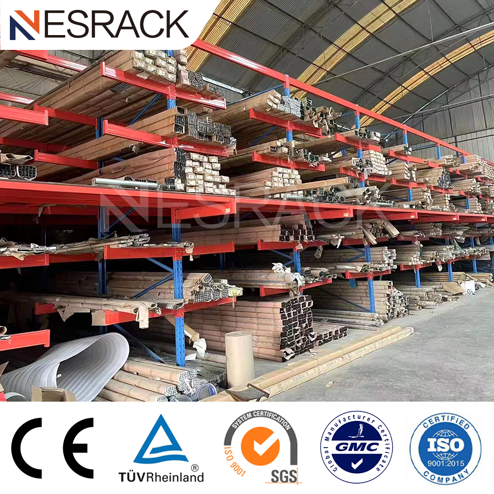 Medium Duty Boltless Anti-Rust Steel Cantilever Rack Warehouse Storage Long Arm Adjustable Height Stacking Pipes Plates Racks