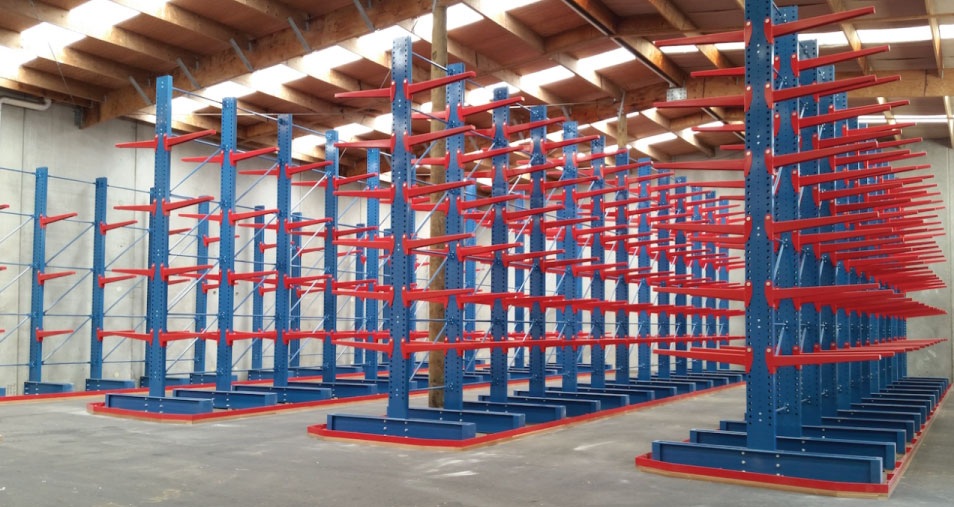 Heavy duty arm racks installed in warehouse