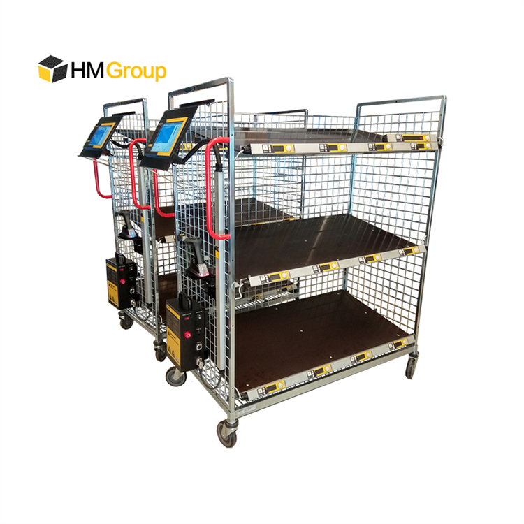 Multi Tier Rolling Portable Strong Large Strong Warehouse Trolley Industrial Order Picking Carts with Ladder