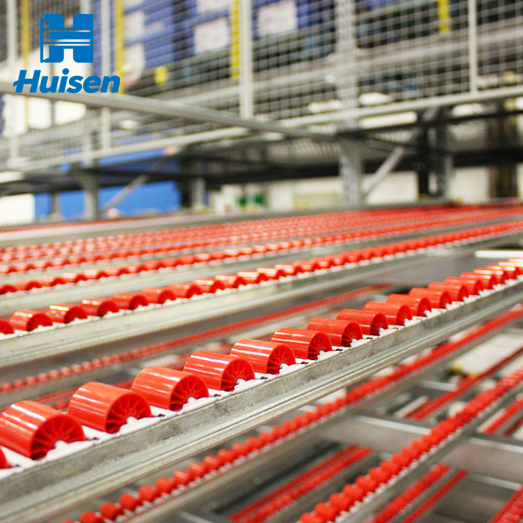 Automated Adjustable High Density Gravity Roller Shelves Steel Flow Rack Shelving System for Warehouse Storage