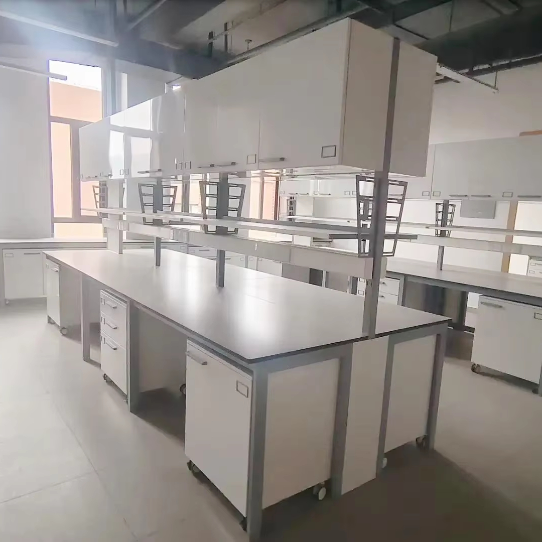 Modern Modular Lab Workbench Movable Shelf Rack Cupboard Stainless Steel Construction Water Sink Accessory Easy Installation