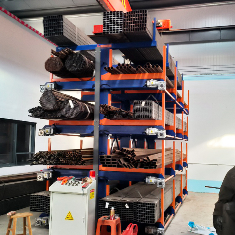 Automatic Electric Telescopic Cantilever Storage Rack Heavy Duty 5 Tons Capacity Intelligent Metal Pipe Storage System