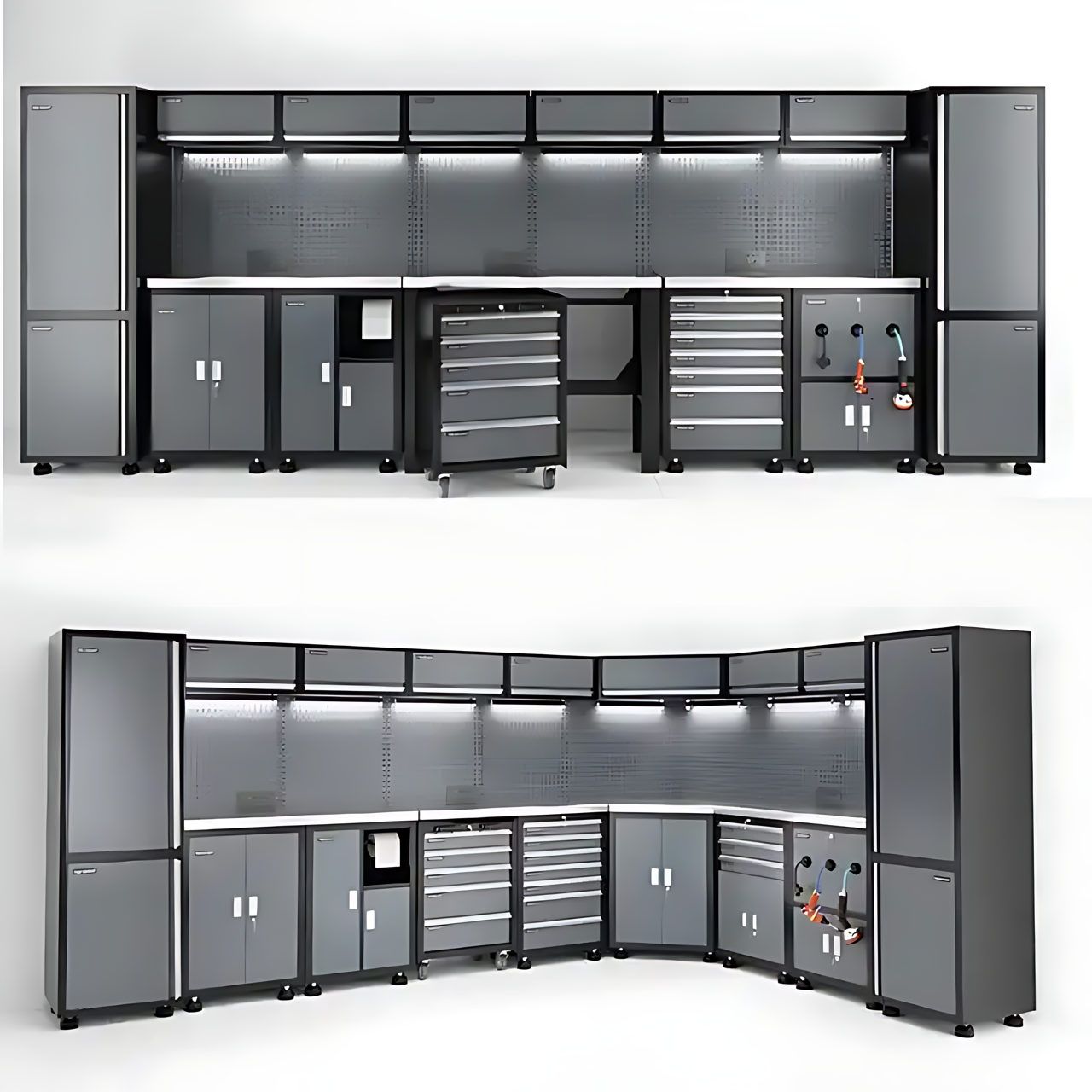 New Design Garage Storage Combination Tool Cabinets Heavy Duty Workshop Metal WorkBench Garage Workstation Cabinet
