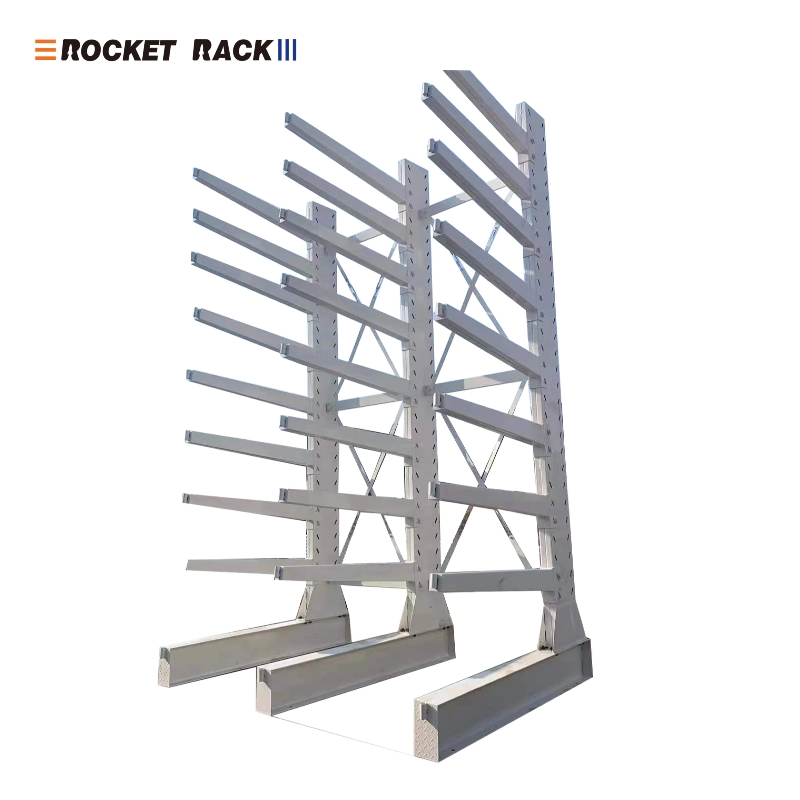Industrial Heavy Duty Steel Cantilever Rack Layers Adjustable Durable Customizable Warehouse Racking for Lumber Pipe Storage