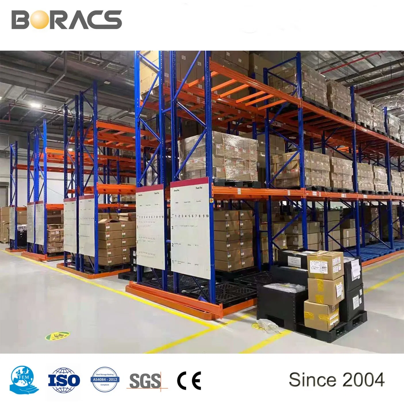 Electrical Movable Widely Used Very Narrow Aisle High Bay Pallet Racking with Guide Rail for All Types of Palletized Goods From China