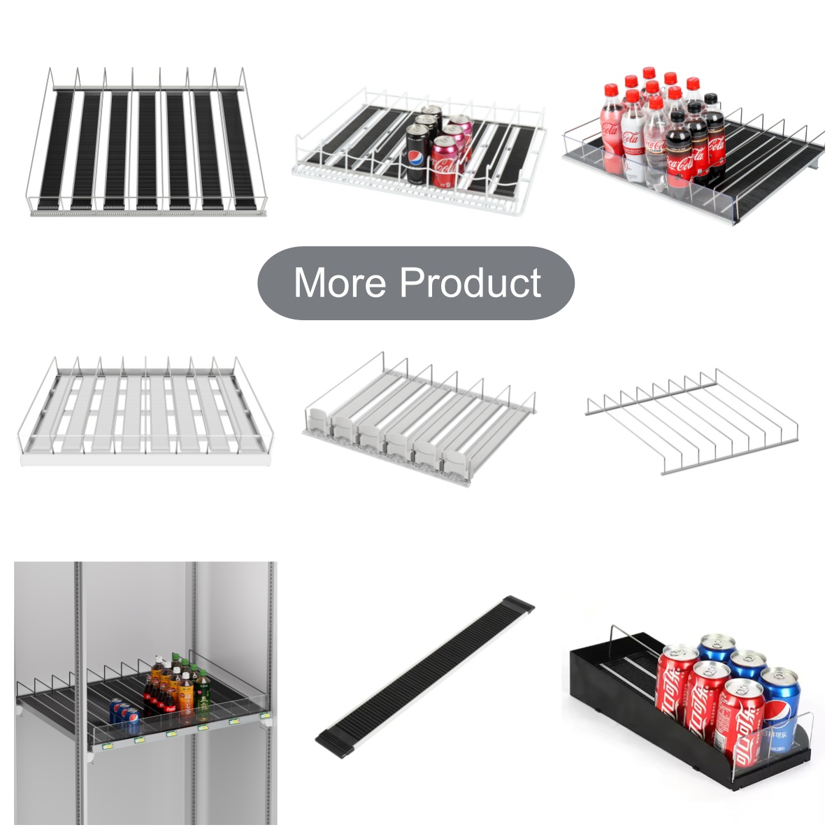 Fridge Drink Pusher Small MOQ Soda Glides Gravity Shelf Roller Cooler Shelving for Refrigerator Trays