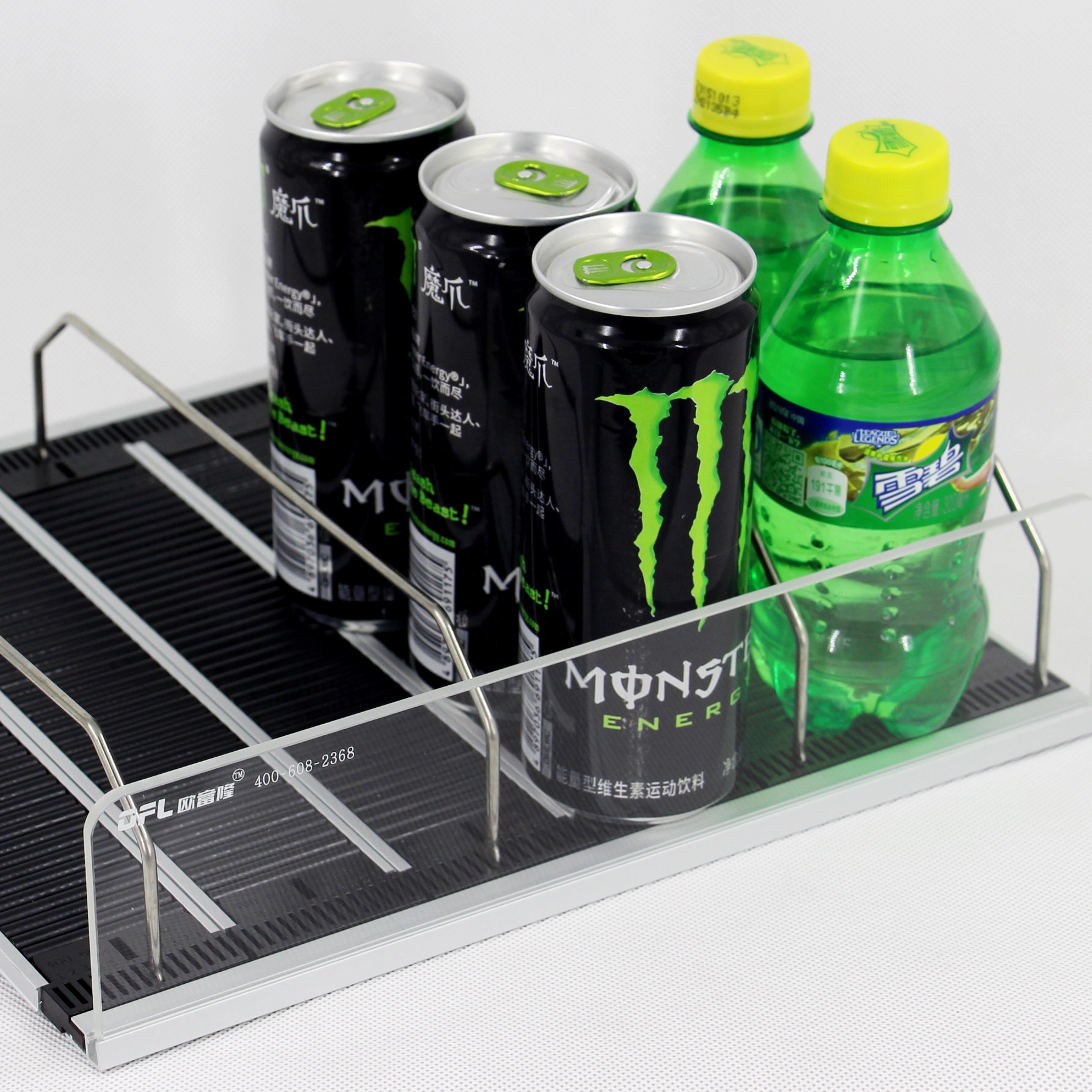 Gravity Roller Shelves Plastic Rollers Customizable Size Display Promoter Shelving