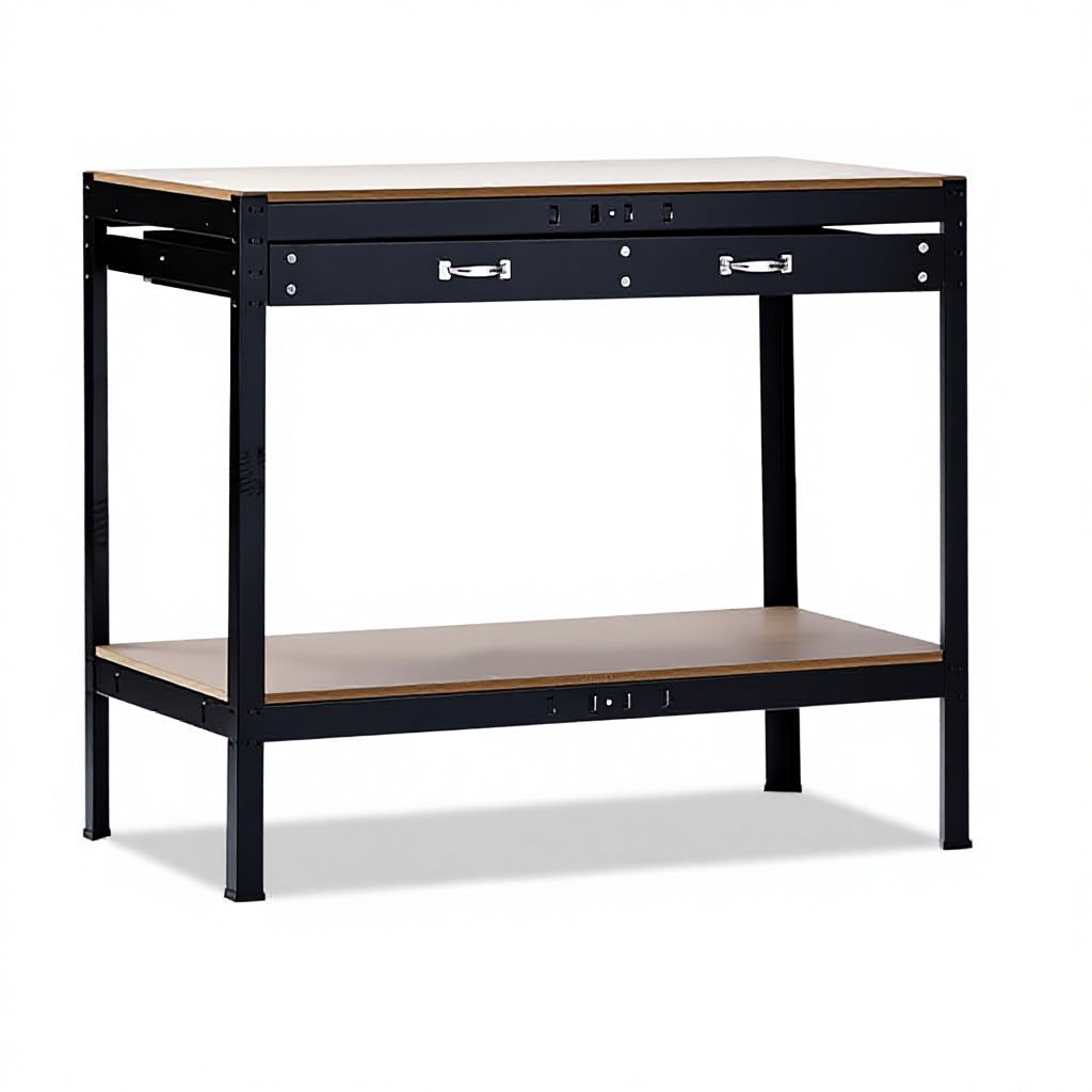 Customizable KWT22 Workbench Display Rack with Drawer Shelf Black/Brown Source Factory Wholesale for Workshop