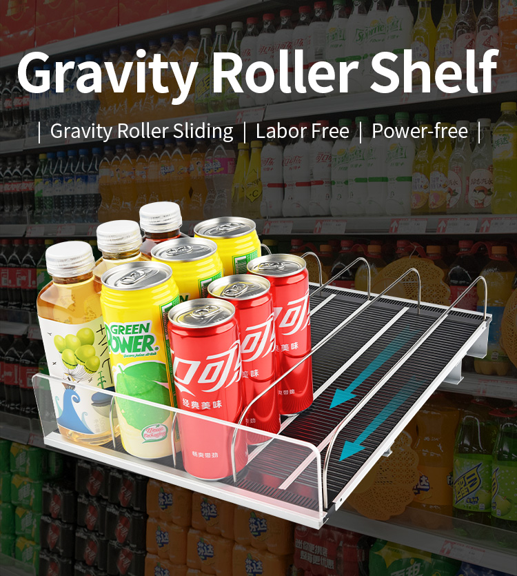 Plastic Gravity Bottle Drink Roller Display Rack Rolling Track Shelving Cooler Glide for Fridge