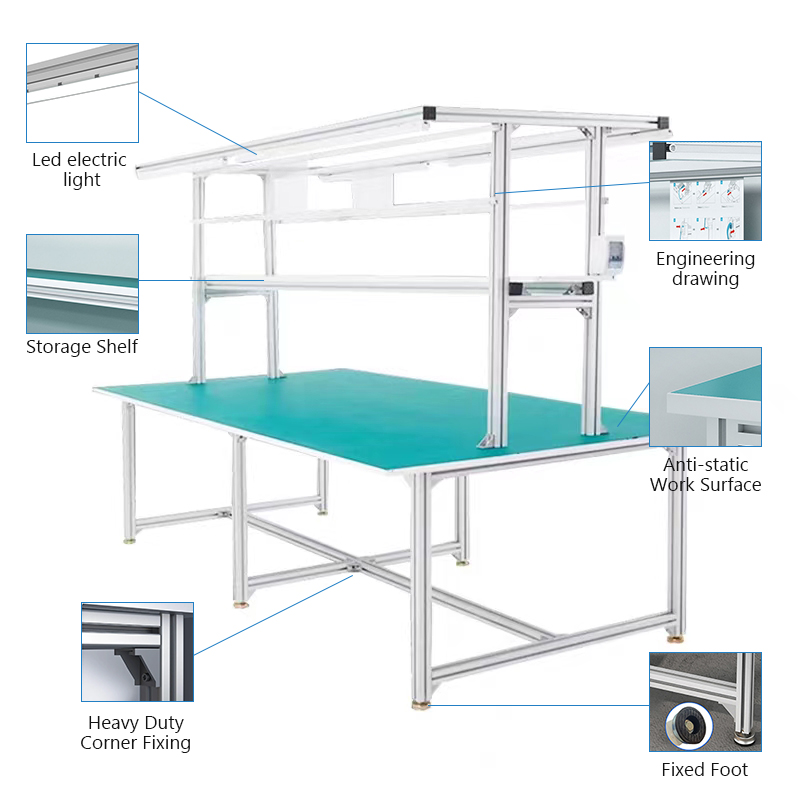 Eida Industrial 5-Layer Aluminum Workbench Stacking Racks Shelves 200kg Capacity Workshop DIY Production
