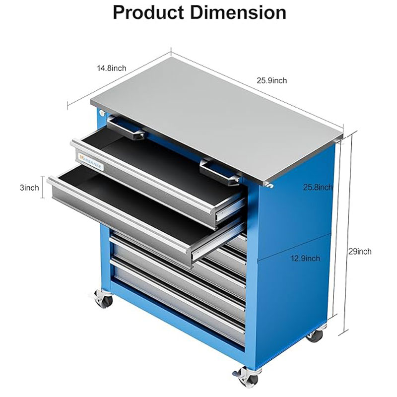 Blue 7-Drawer Steel Workbench Workshop Cabinet Rolling Tool Chest With EPA LARBANKE ODM OEM 18 Months GARAGE METAL For Workshop