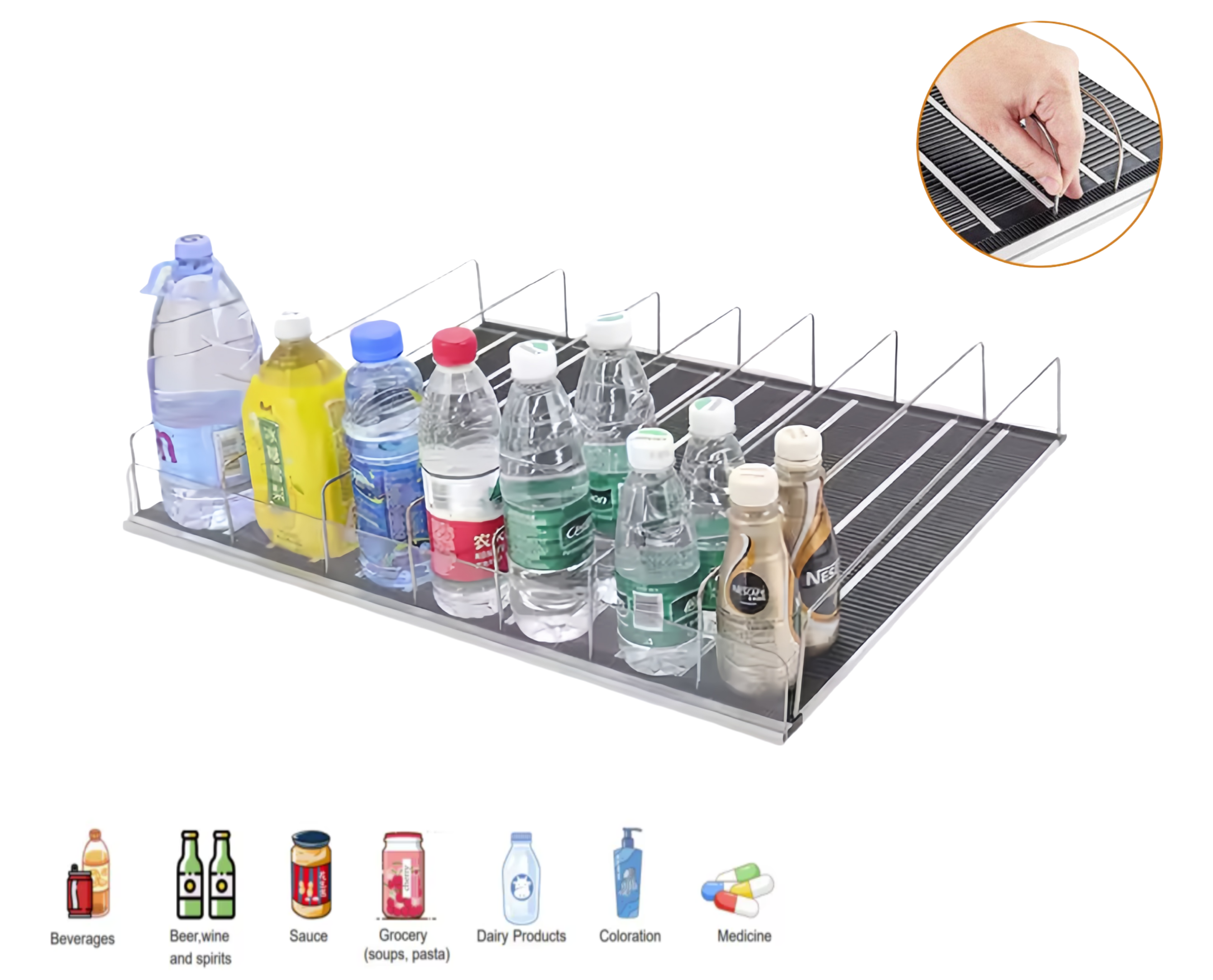 Beer Cave Rack Beverage Cooler Feed Glides Gravity Roller Shelf Heavy Duty Shelving for Cold Room Display
