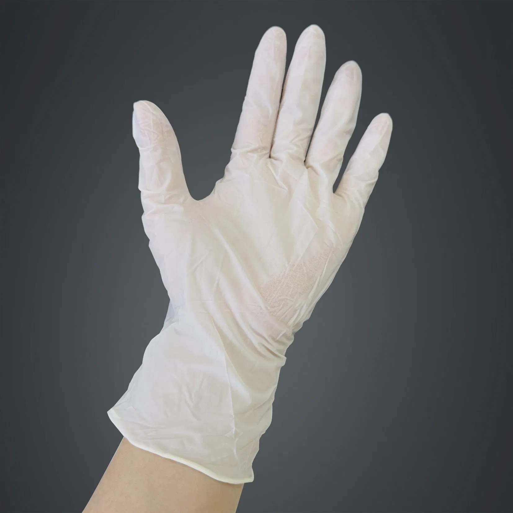 قفازات فحص لاتكس طبية disposable خالية من البودرة مطاط غير معقم