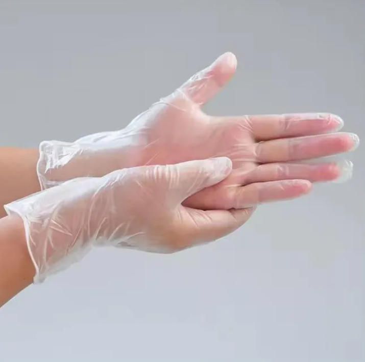 قفازات فحص طبية من الفينيل خالية من اللاتكس لمقدمي الرعاية المسنين خالية من البودرة قفازات PVC disposable بيضاء