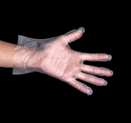 قفازات طبية disposable من البولي إيثيلين خالية من البودرة