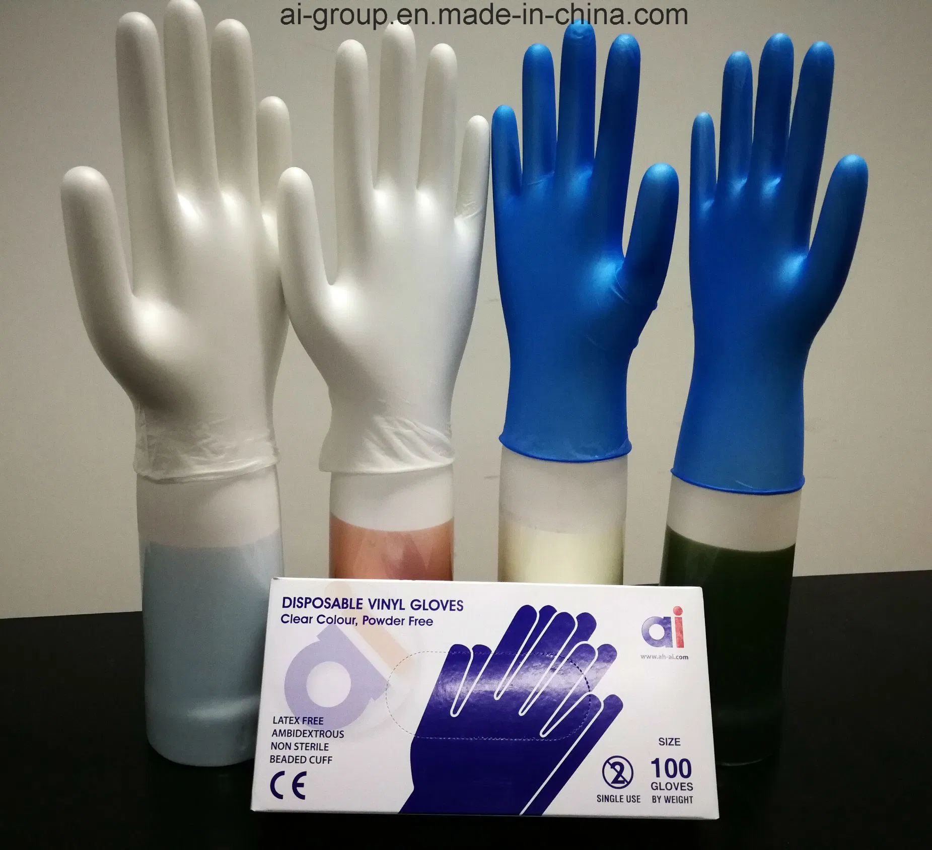 قفازات طبية من الفينيل disposable مع مسحوق أو بدون مسحوق مع FDA