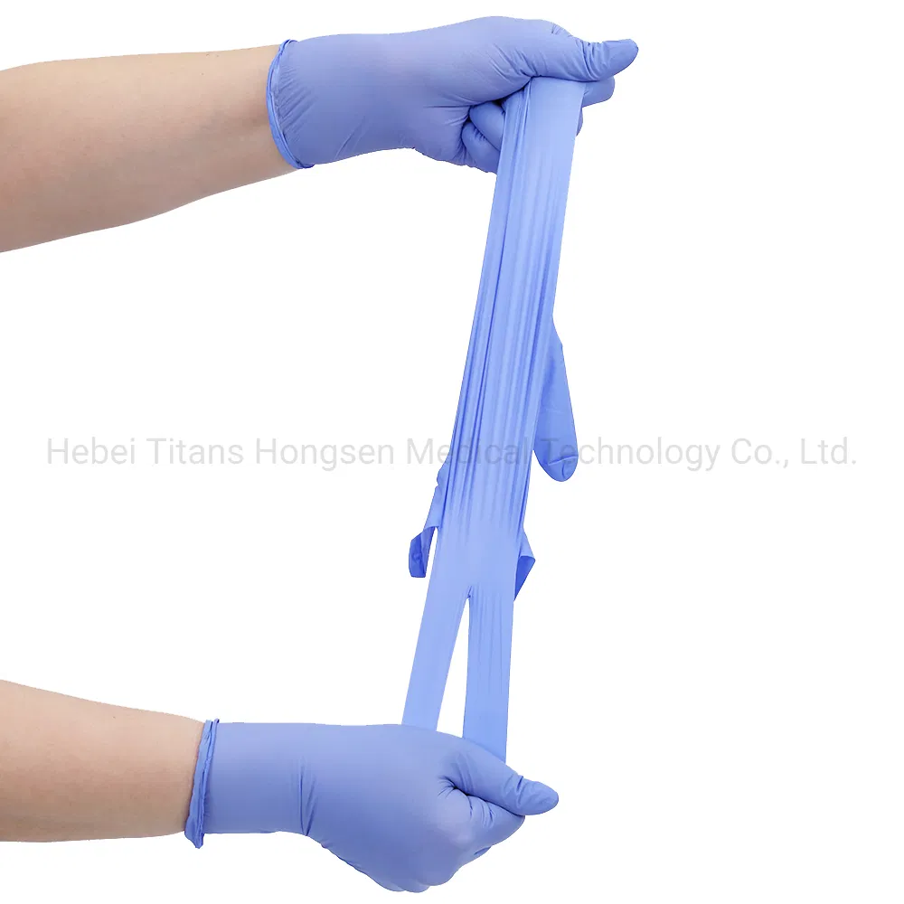 قفازات طبية نيتريل خالية من المسحوق للاستخدام مرة واحدة، قفازات فحص نيتريل، قفازات نيتريل كيميائية