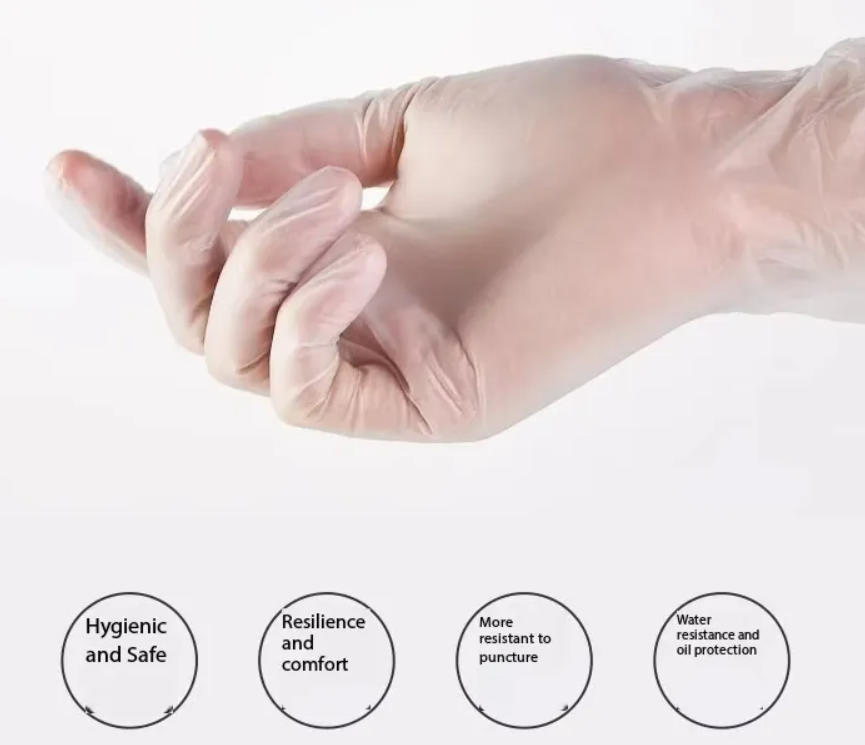 قفازات فحص طبية من الفينيل خالية من اللاتكس لمقدمي الرعاية المسنين خالية من البودرة قفازات PVC disposable بيضاء