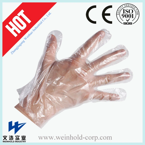 قفازات طبية واقية بلاستيكية disposable من البولي إيثيلين (PE) والبولي إيثيلين عالي الكثافة (HDPE) والبولي إيثيلين المنخفض الكثافة (LDPE) (معتمدة من CE وISO)