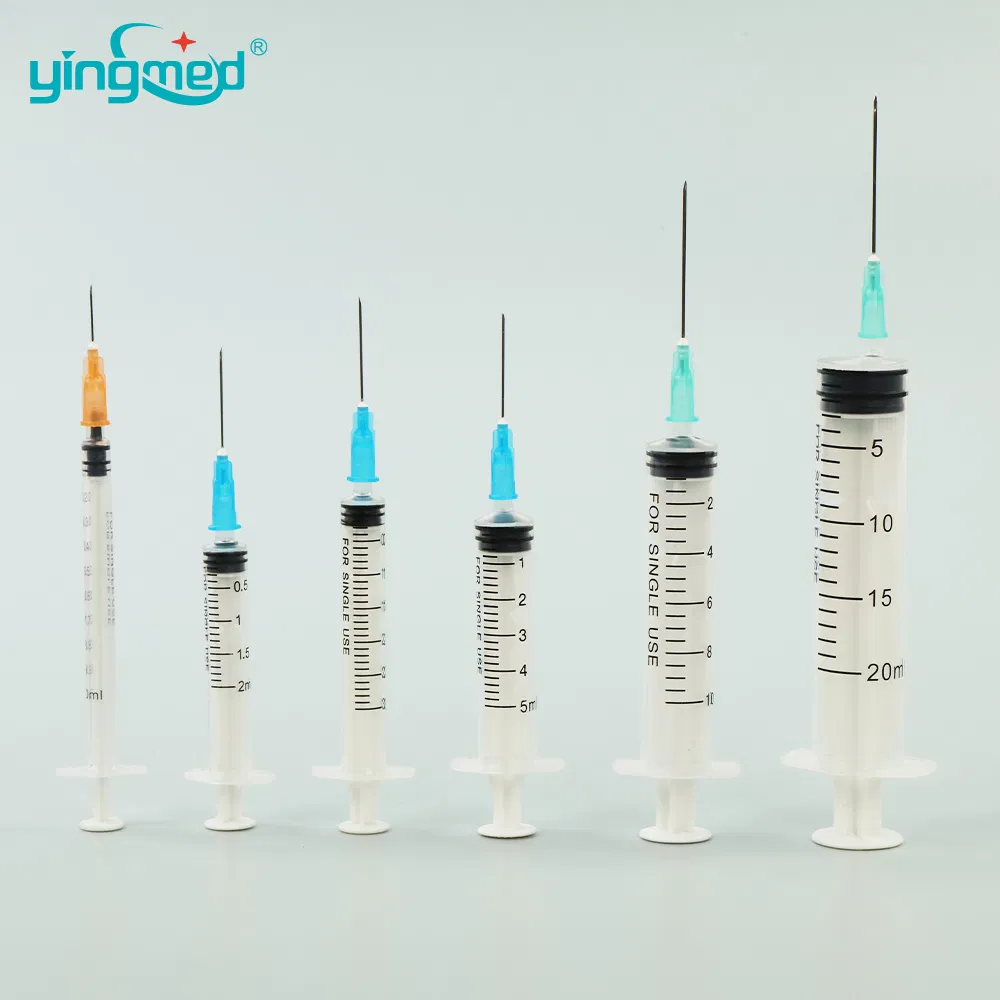 حقنة طبية بلاستيكية مكونة من 3 أجزاء مع إبرة للاستخدام مرة واحدة